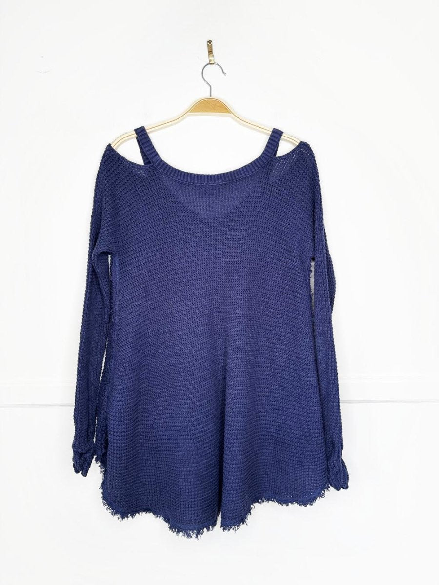 free people moonshine cold shoulder waffle long sleeve thermal - good market thrift store