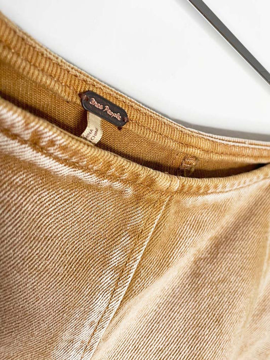 free people pleated denim mini skirt | mustard - good market thrift store