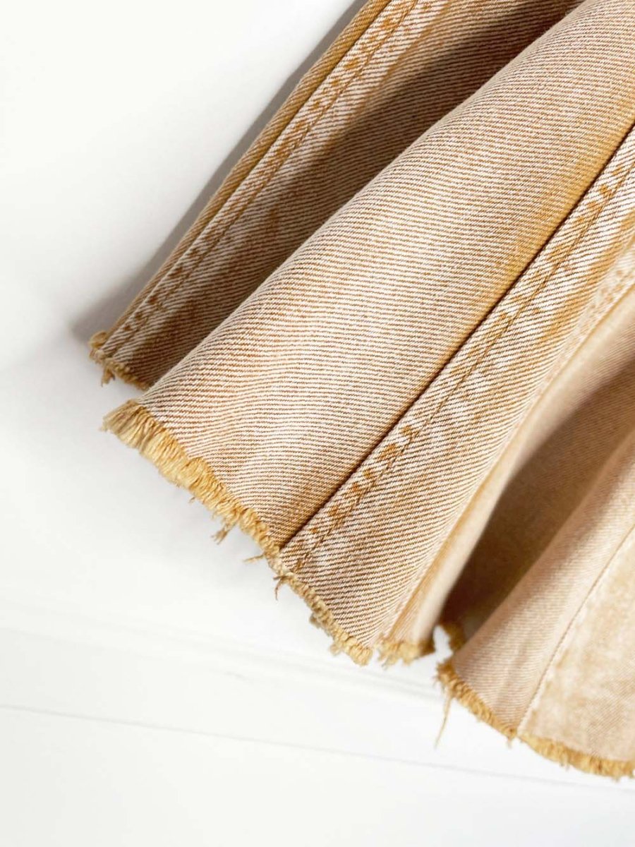 free people pleated denim mini skirt | mustard - good market thrift store