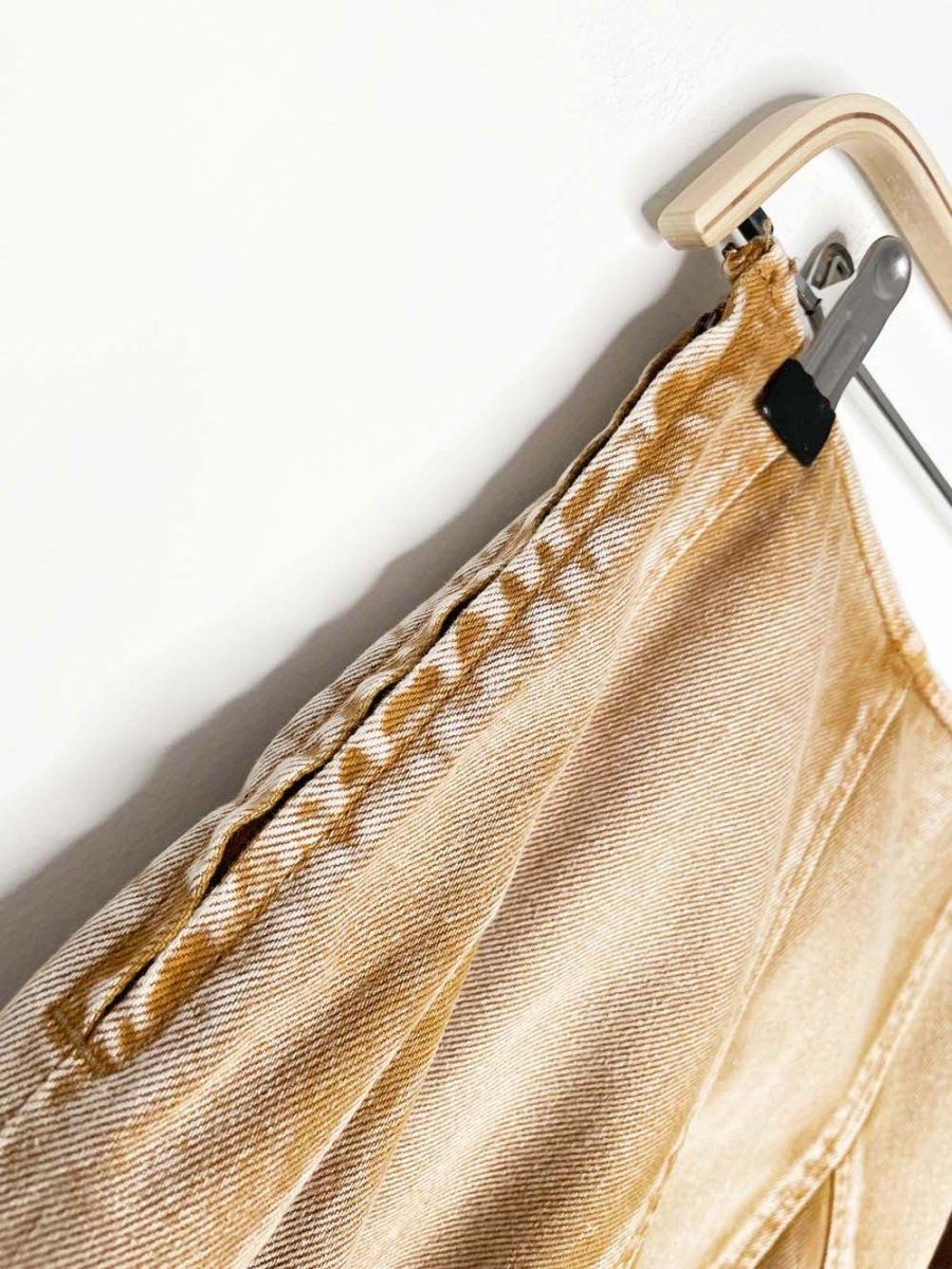 free people pleated denim mini skirt | mustard - good market thrift store