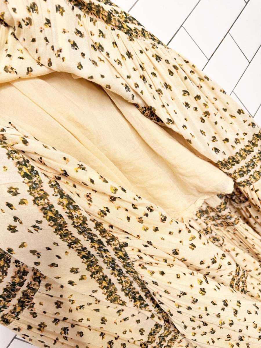 free people rare feelings pintuck ruffle trim tiered boho floral maxi dress | made in India - good market thrift store