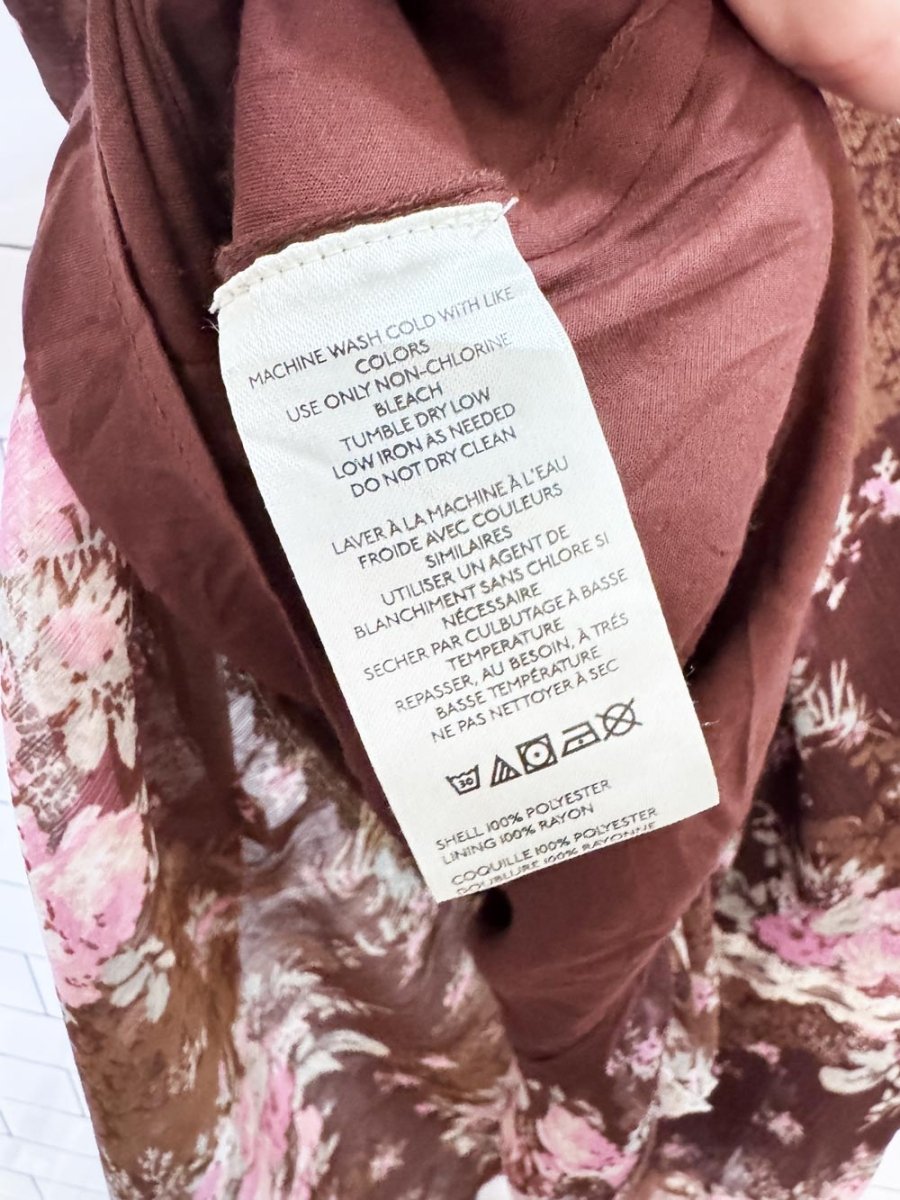 free people romantic roses floral chiffon midi skirt | made in India - good market thrift store