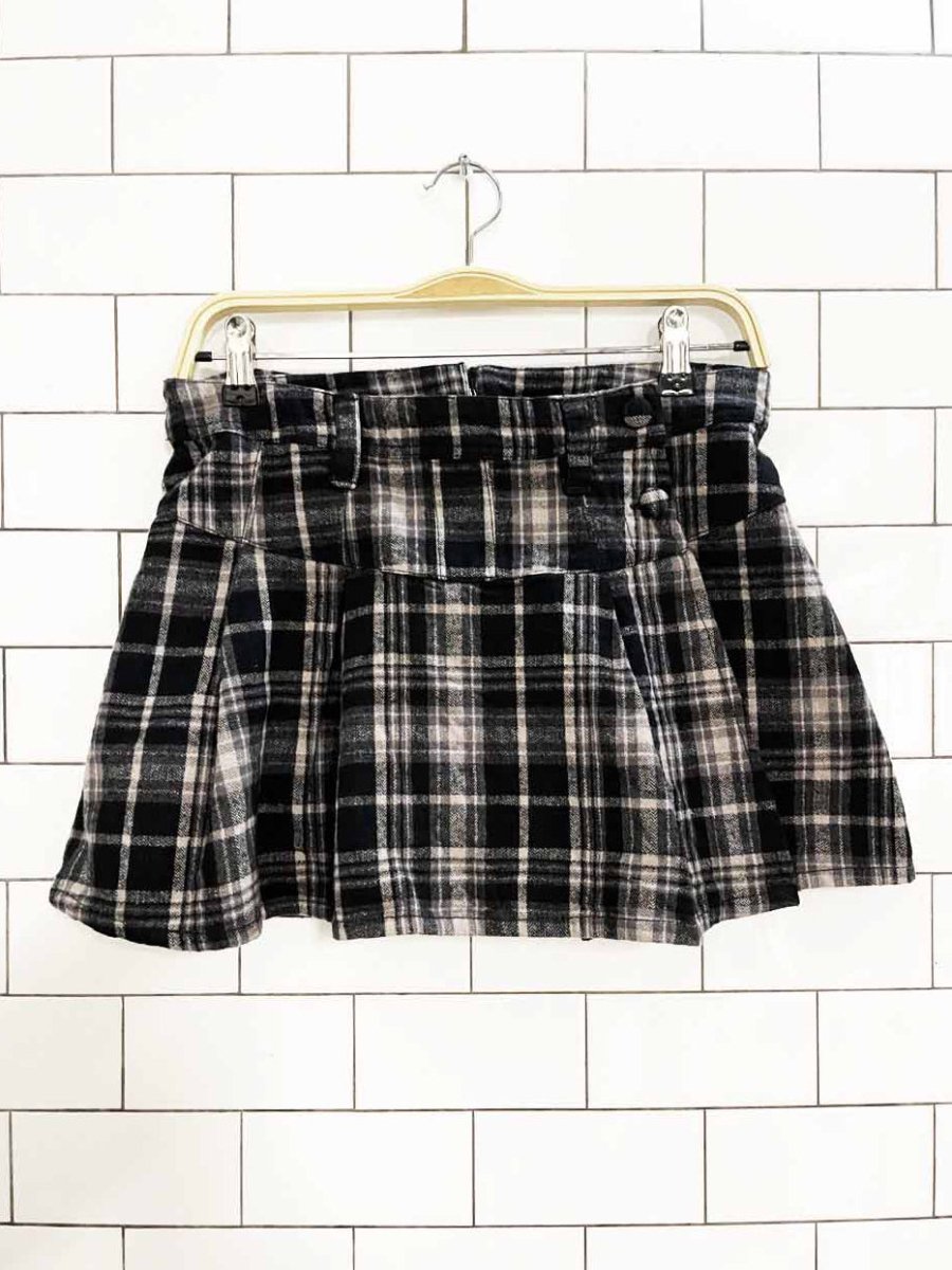 free people serena pleated plaid mini skort - good market thrift store