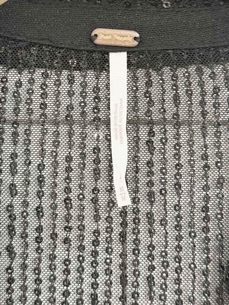 free people sheer sequin shirtee ruched full button blouse - good market thrift store