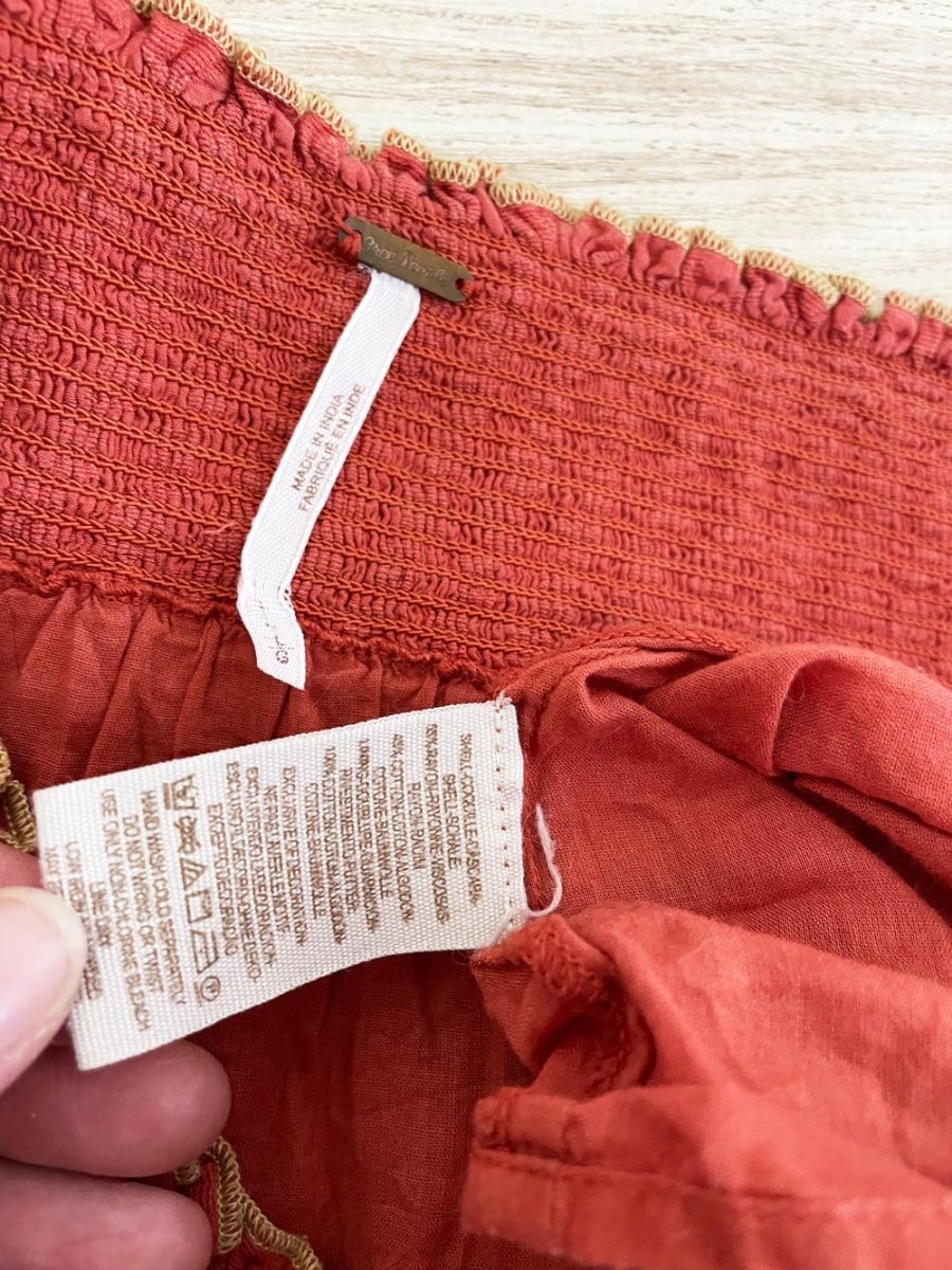 free people smocked beaded boho flowy mini skirt | lip smocking good - good market thrift store