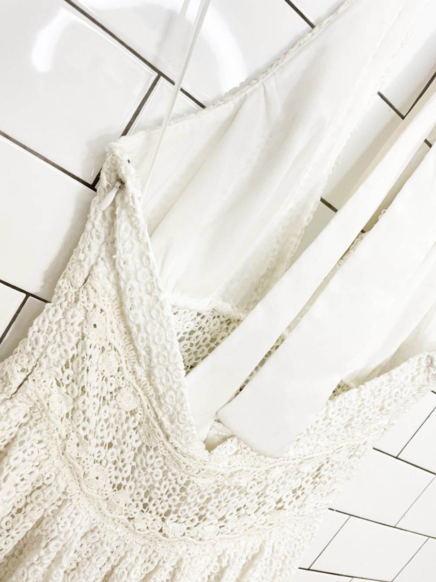 free people so sweetly crochet halter neck mini dress - good market thrift store