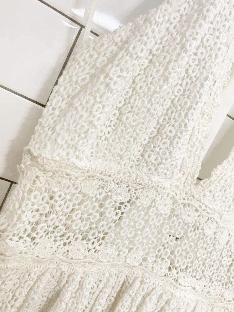 free people so sweetly crochet halter neck mini dress - good market thrift store