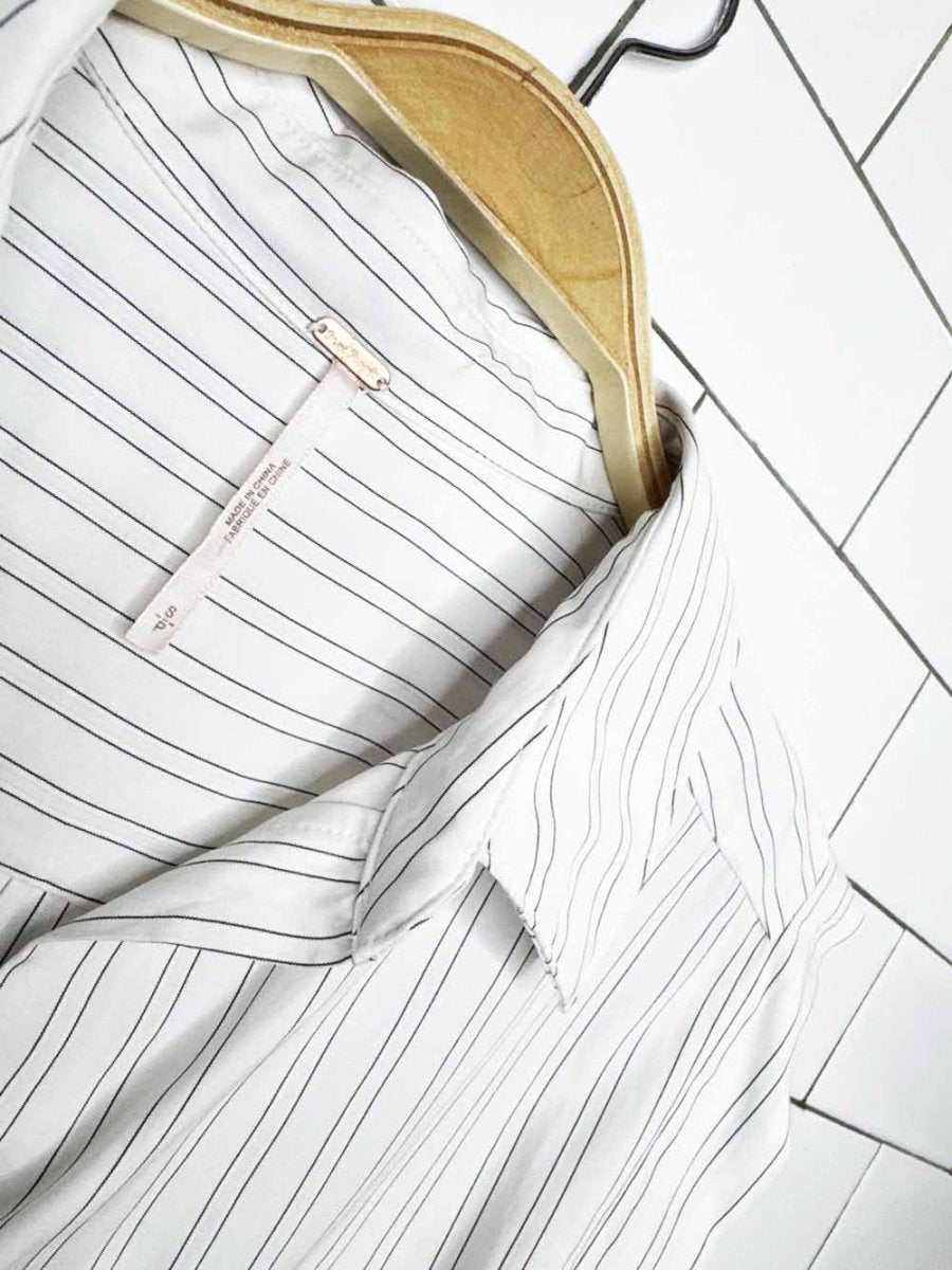 free people striped crop twist front menswear shirt - good market thrift store