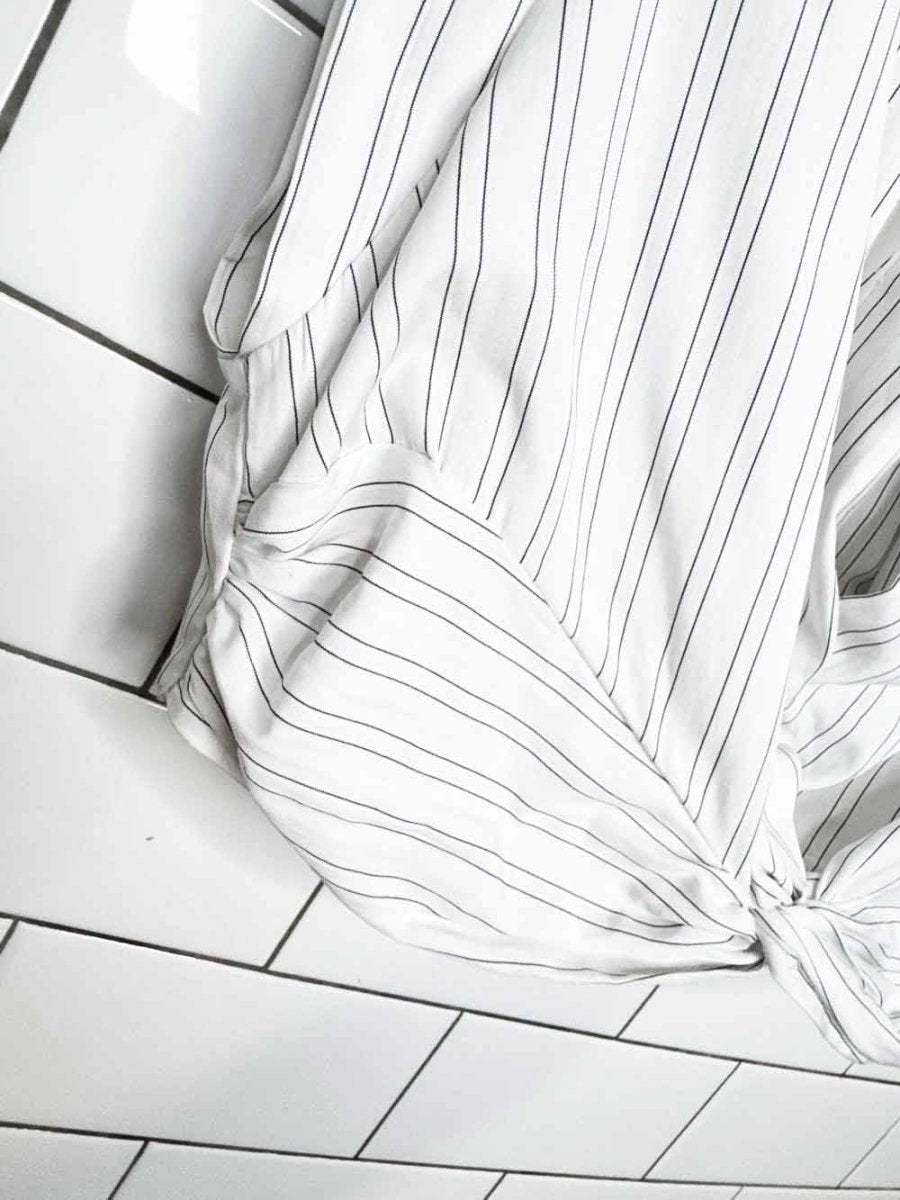 free people striped crop twist front menswear shirt - good market thrift store