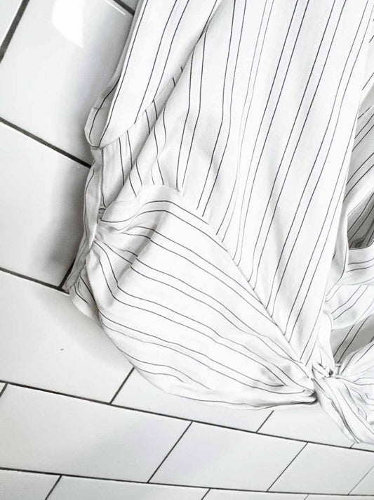 free people striped crop twist front menswear shirt - good market thrift store
