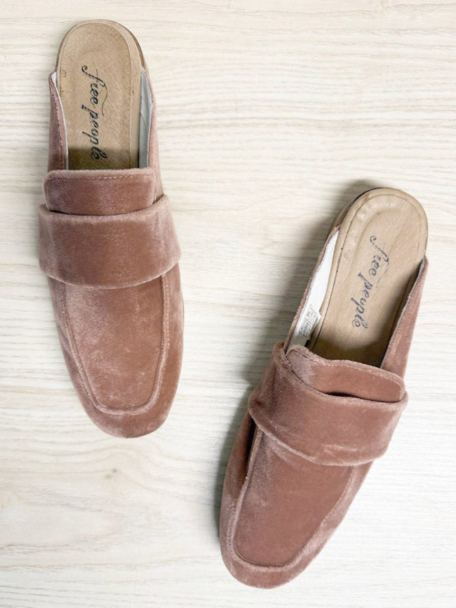 free people velvet at ease loafer mules | made in Spain - good market thrift store