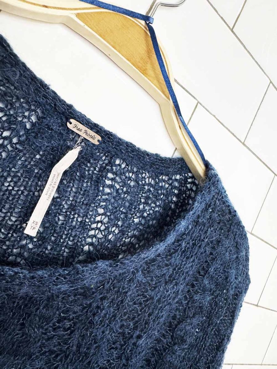 free people wool-alpaca angel light knit oversized top - good market thrift store