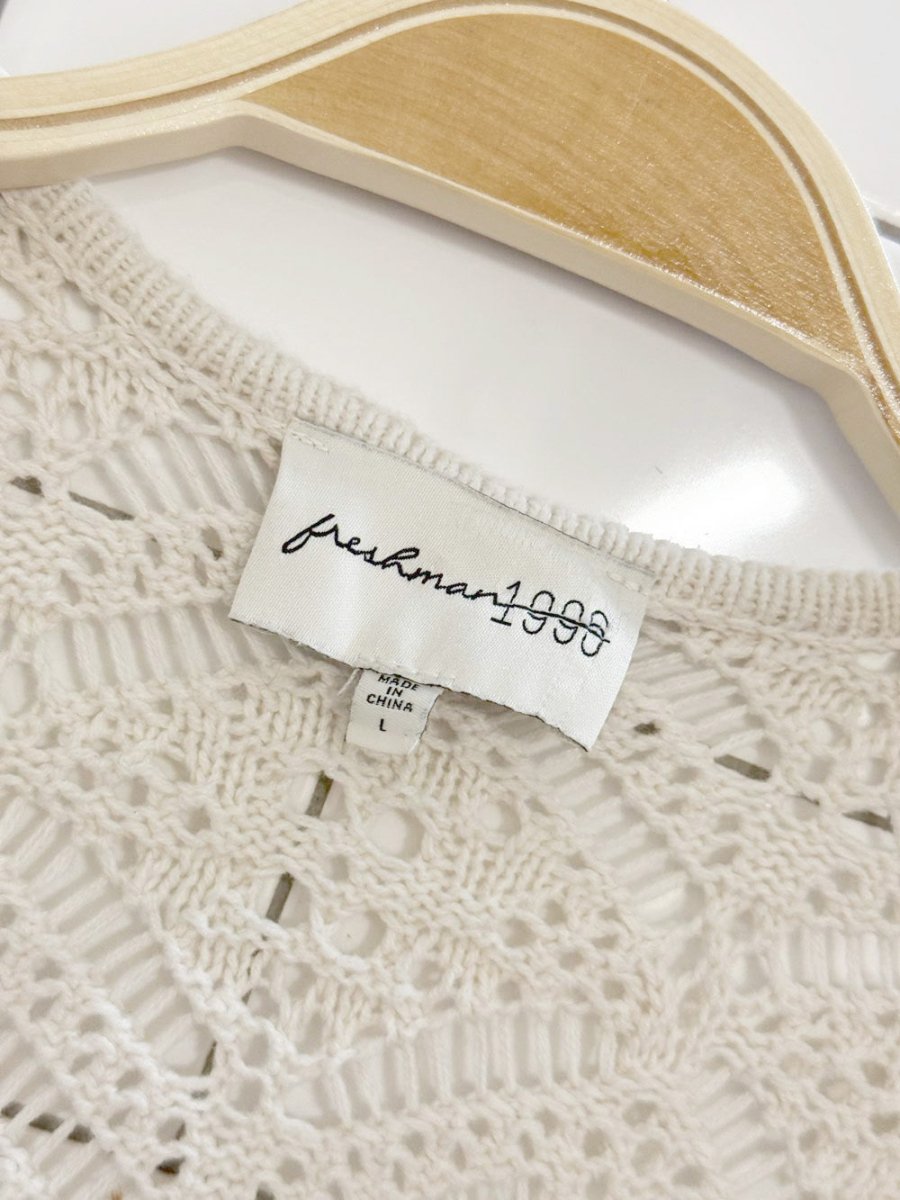 freshman 1996 crochet open knit long cardigan - good market thrift store