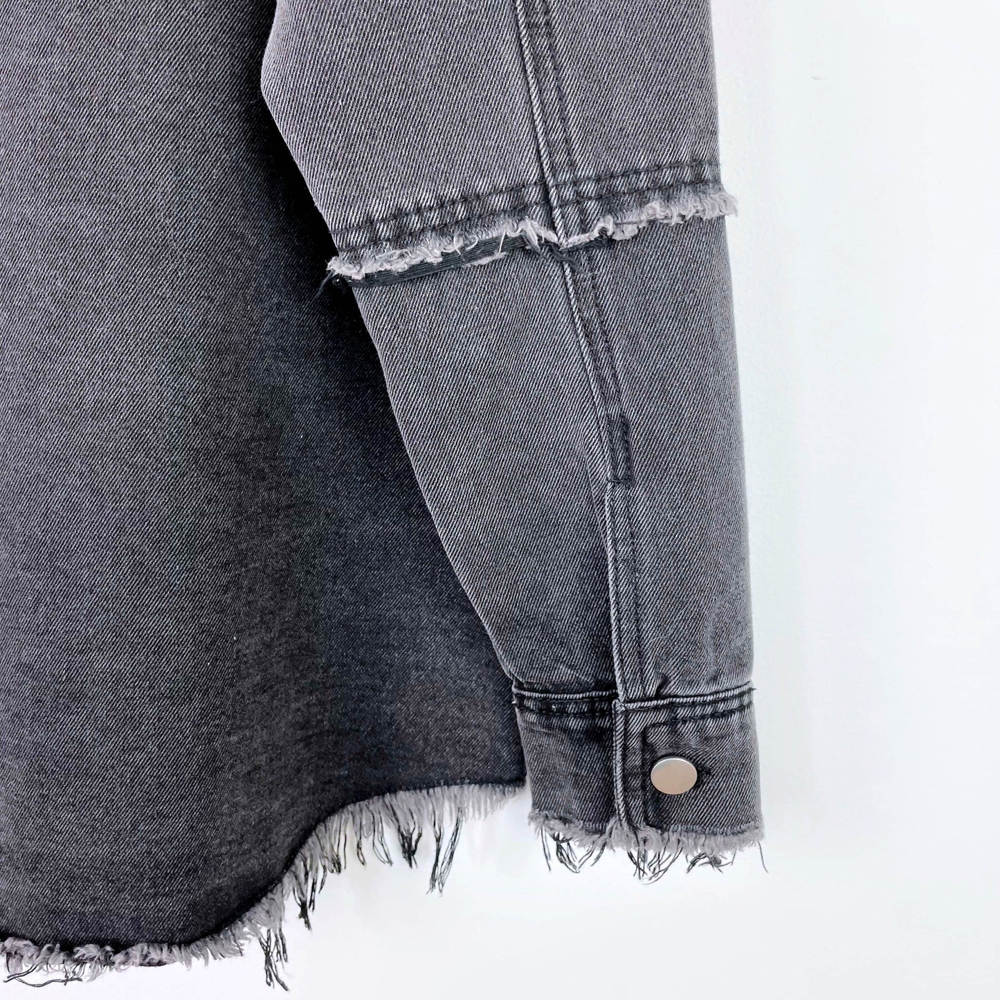 studded fringe oversized western denim jacket