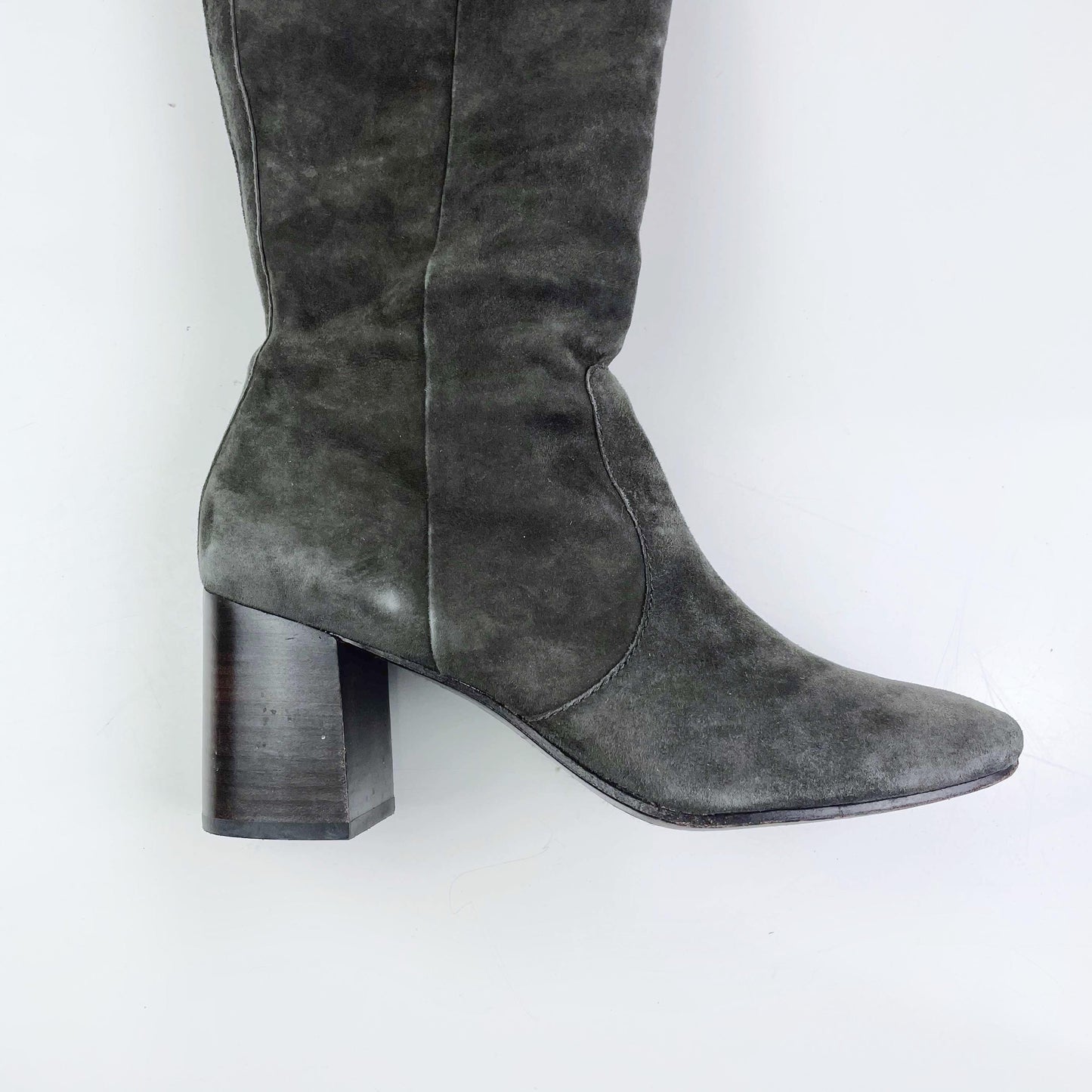 frye the clara grey suede over the knee heeled boots - size 9.5
