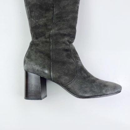 frye the clara grey suede over the knee heeled boots - size 9.5