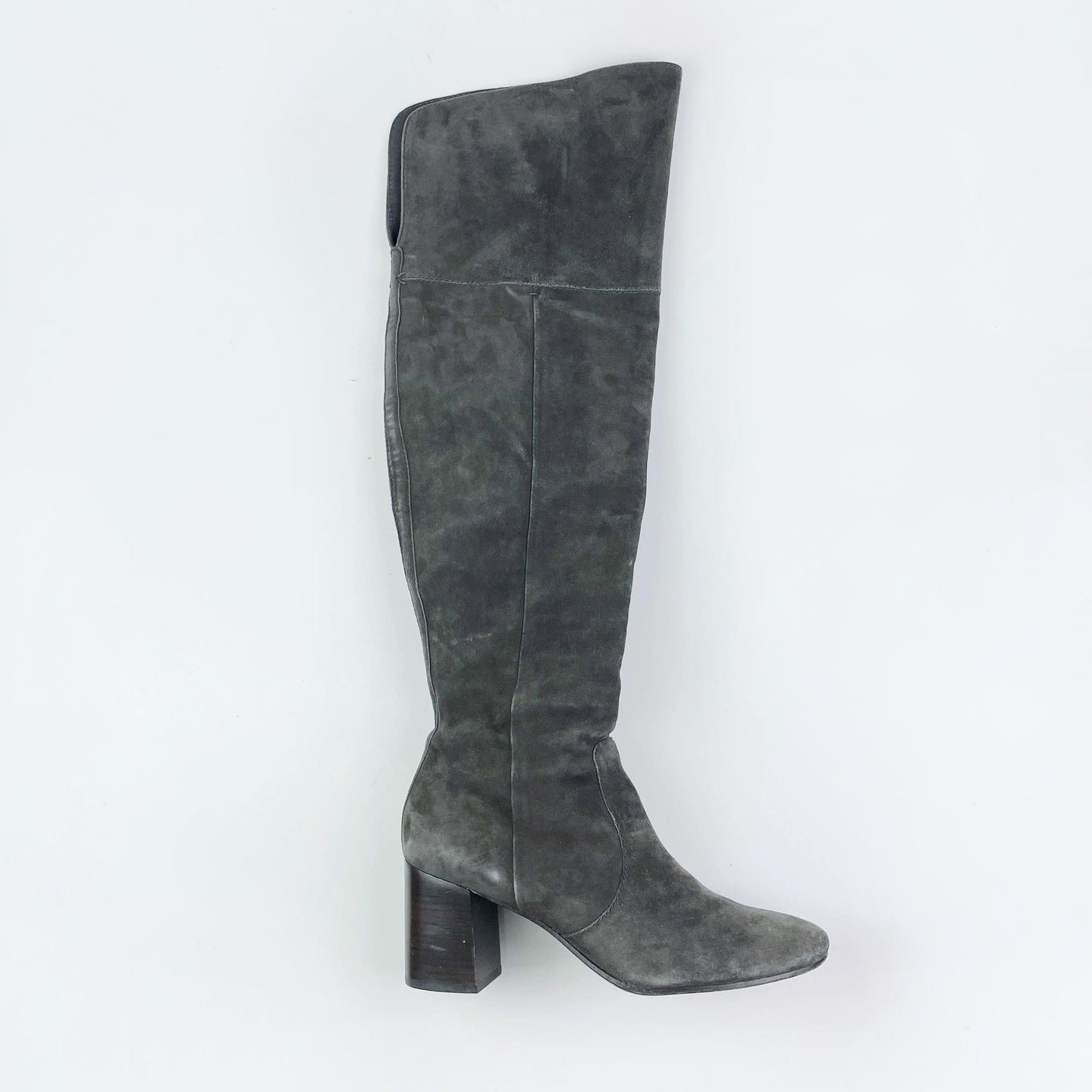 frye the clara grey suede over the knee heeled boots - size 9.5