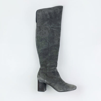 frye the clara grey suede over the knee heeled boots - size 9.5