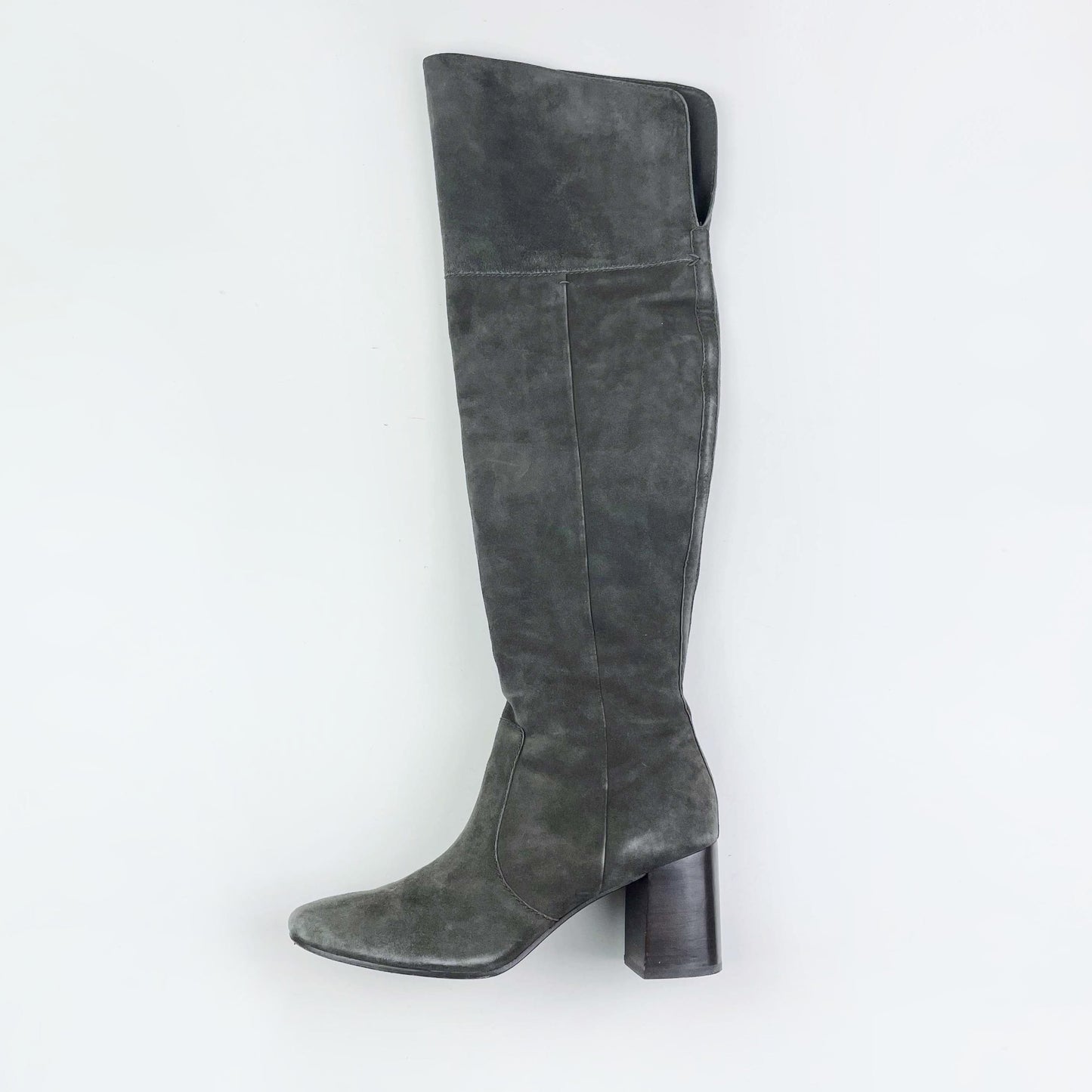 frye the clara grey suede over the knee heeled boots - size 9.5