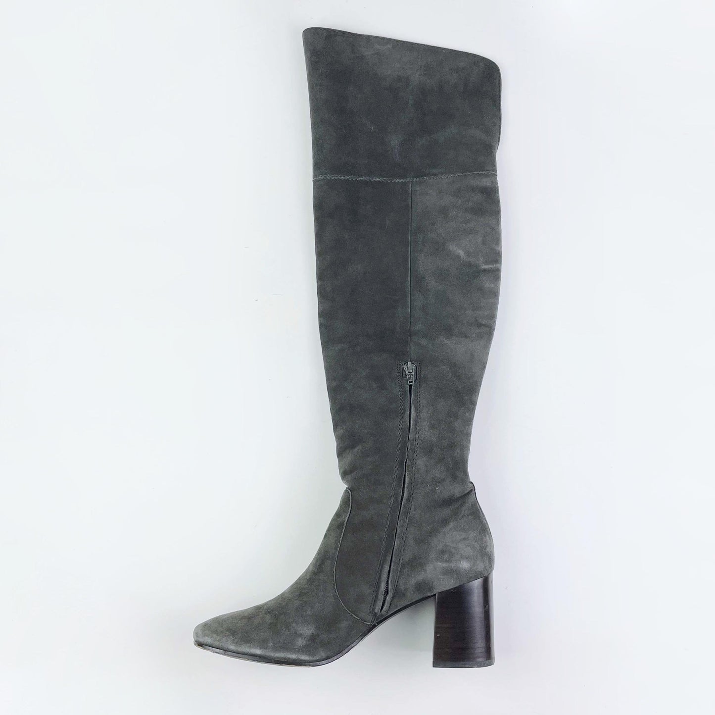frye the clara grey suede over the knee heeled boots - size 9.5