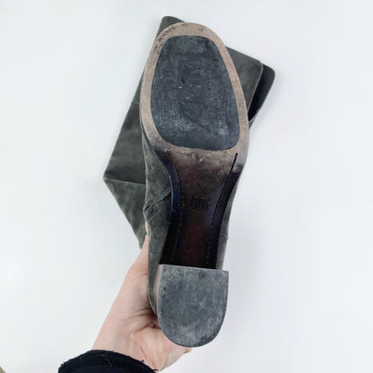 frye the clara grey suede over the knee heeled boots - size 9.5