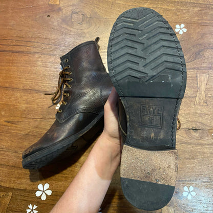 frye lace up leather combat boots - size 8