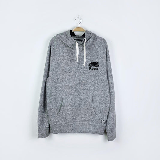 roots salt & pepper funnel neck hoodie - size medium