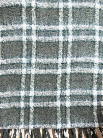 fuzzy tartan fringe xl scarf - good market thrift store