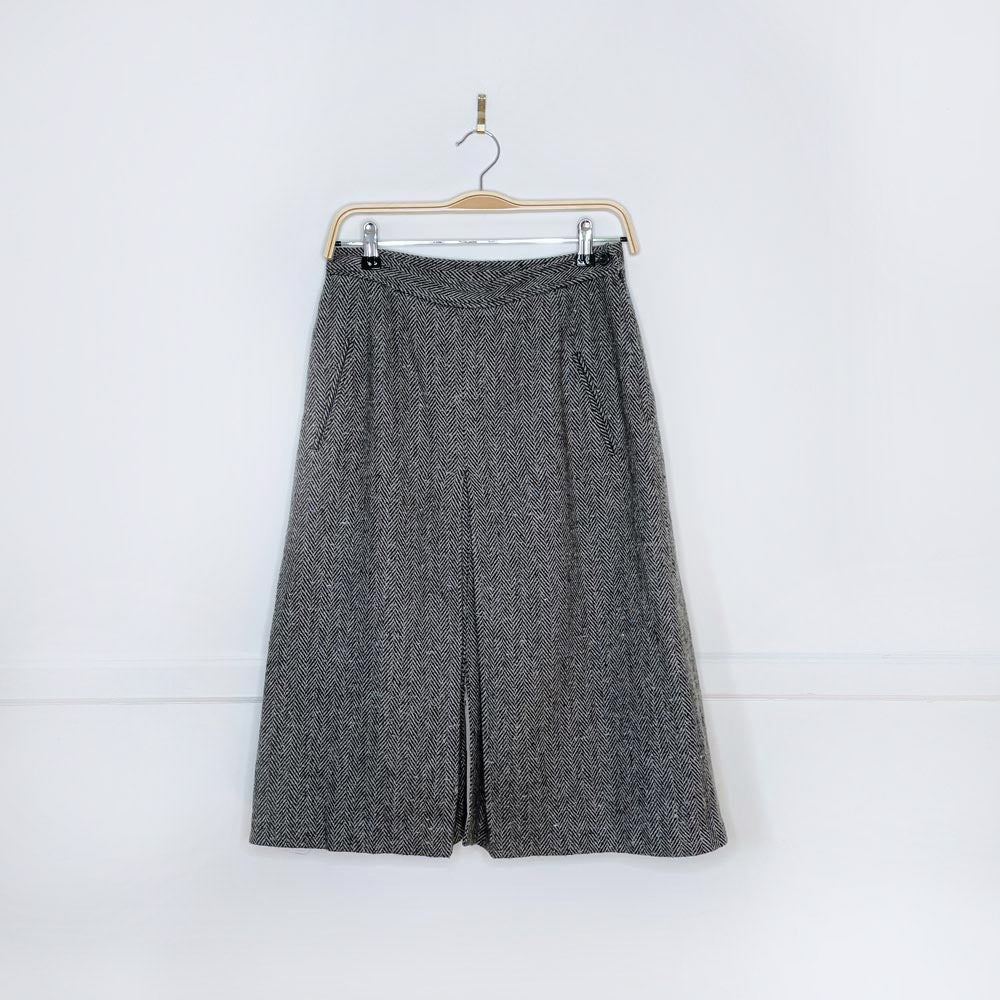 vintage galliano wool tweed pleat skirt