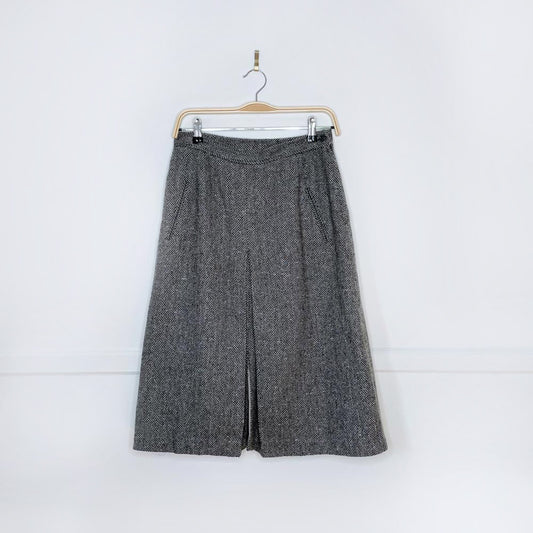 vintage galliano wool tweed pleat skirt