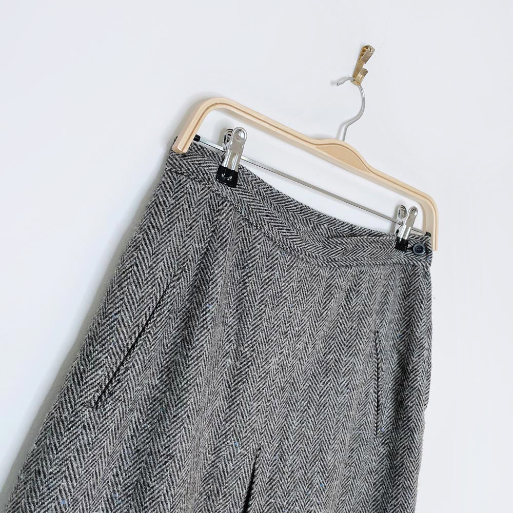 vintage galliano wool tweed pleat skirt