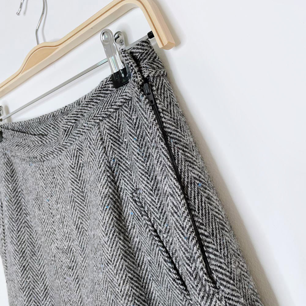 vintage galliano wool tweed pleat skirt