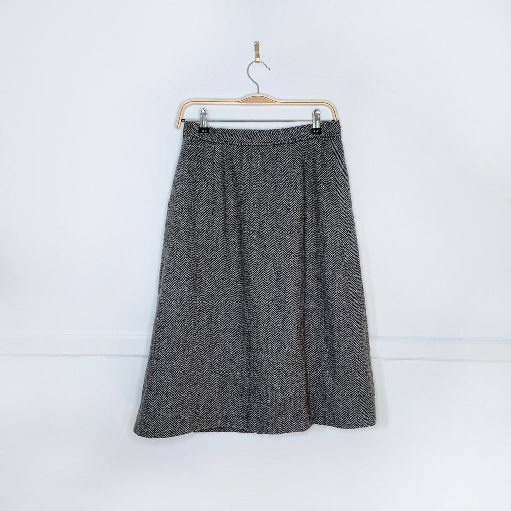 vintage galliano wool tweed pleat skirt
