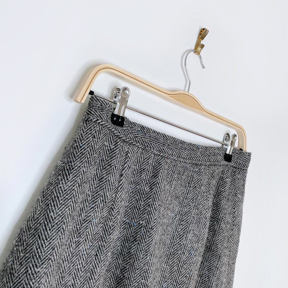 vintage galliano wool tweed pleat skirt
