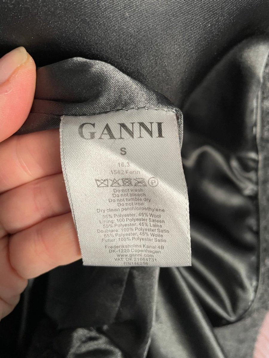 ganni fenn wool - blend boucle belted wrap coat - good market thrift store