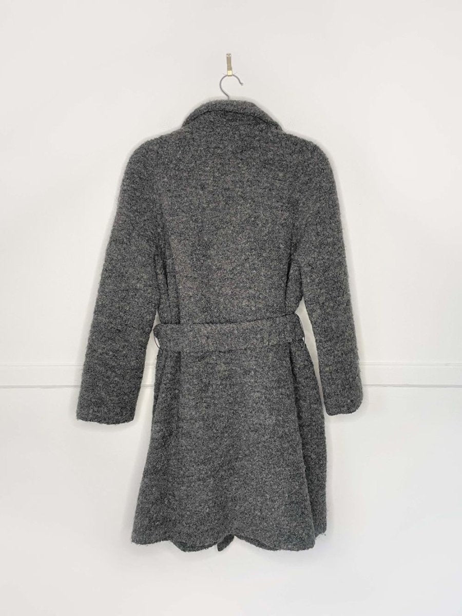 ganni fenn wool - blend boucle belted wrap coat - good market thrift store