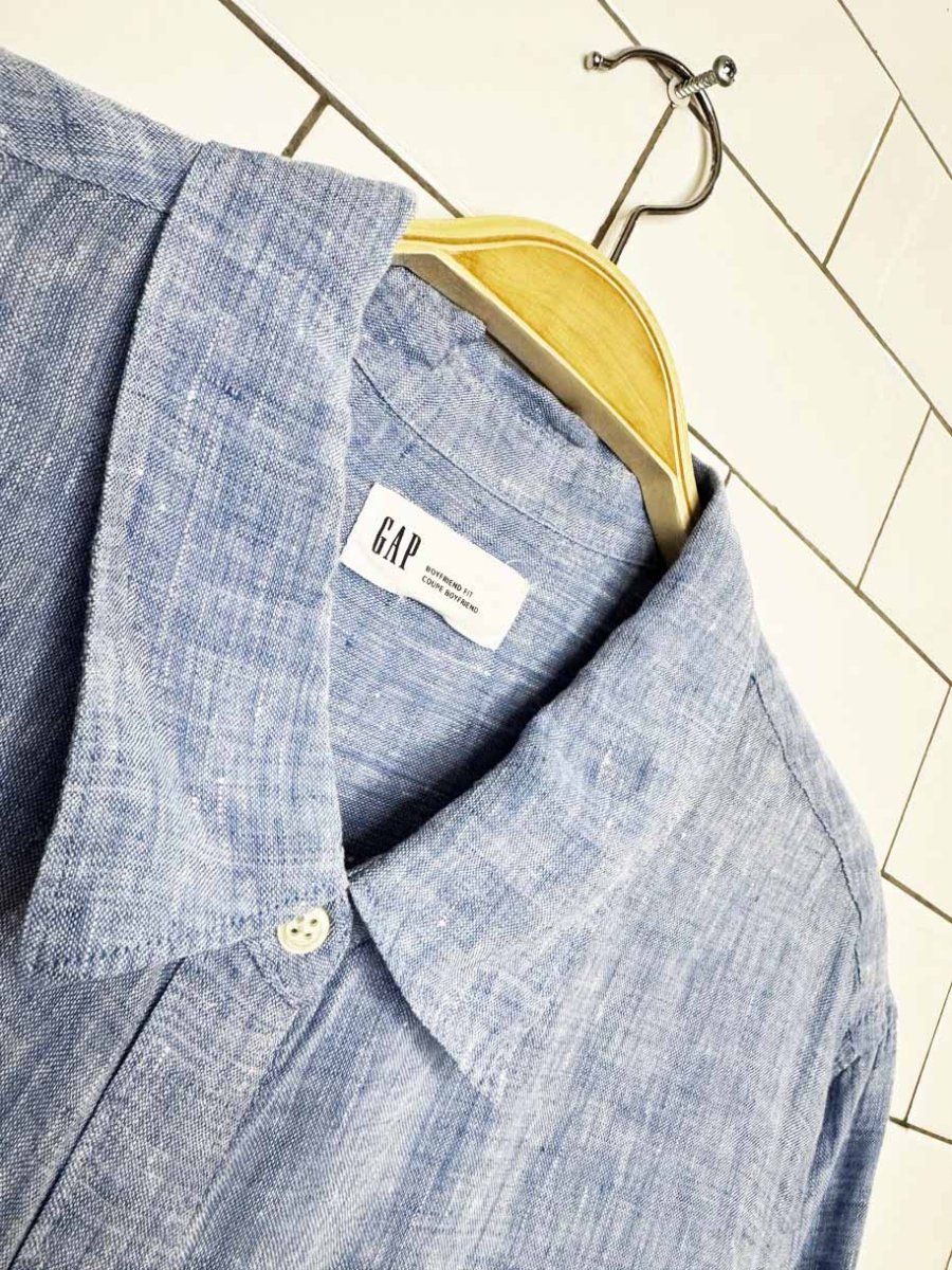 gap 100% linen boyfriend fit full button shirt - good market thrift store