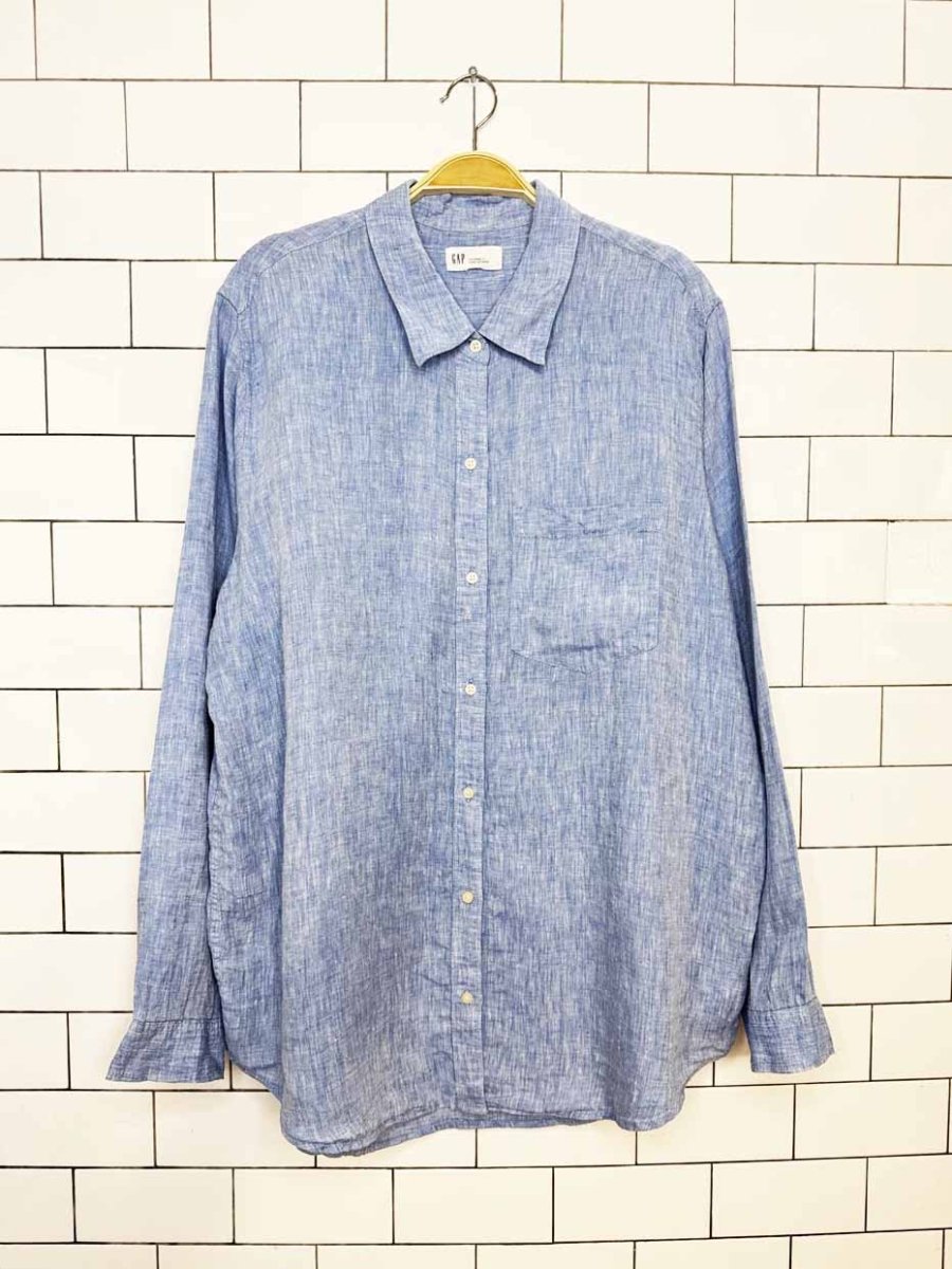 gap 100% linen boyfriend fit full button shirt - good market thrift store