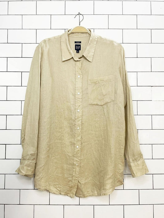 gap 100% linen boyfriend fit full button shirt - good market thrift store