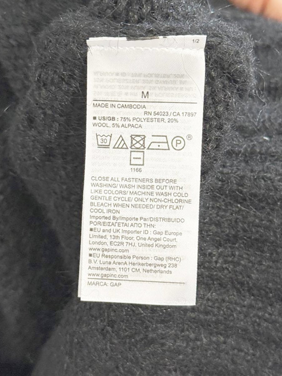 gap alpaca - wool fuzzy pointelle knit cardigan - good market thrift store