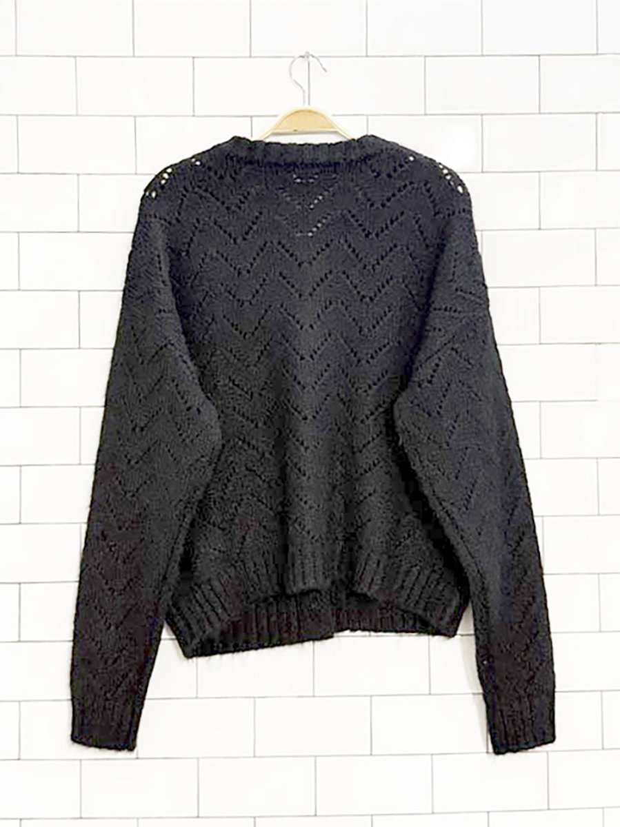 gap alpaca - wool fuzzy pointelle knit cardigan - good market thrift store