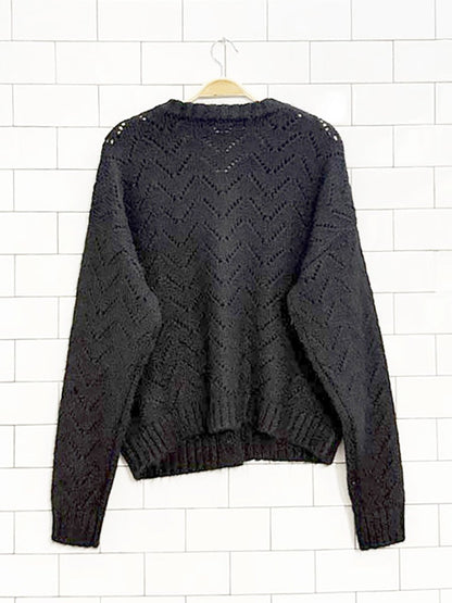 gap alpaca - wool fuzzy pointelle knit cardigan - good market thrift store