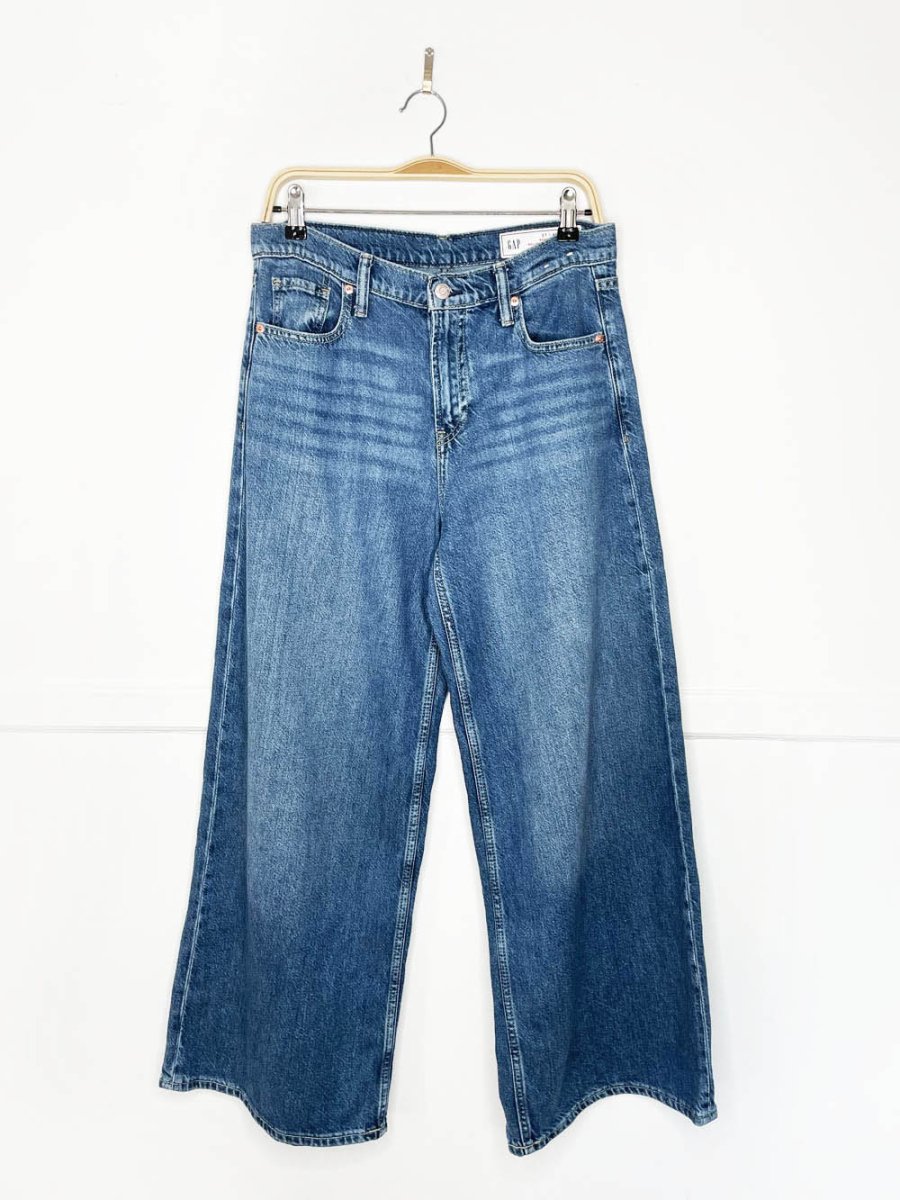 gap baggy mid rise ultra wide leg jeans - good market thrift store