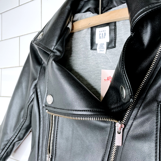 baby gap faux leather biker jacket - size 18-24M