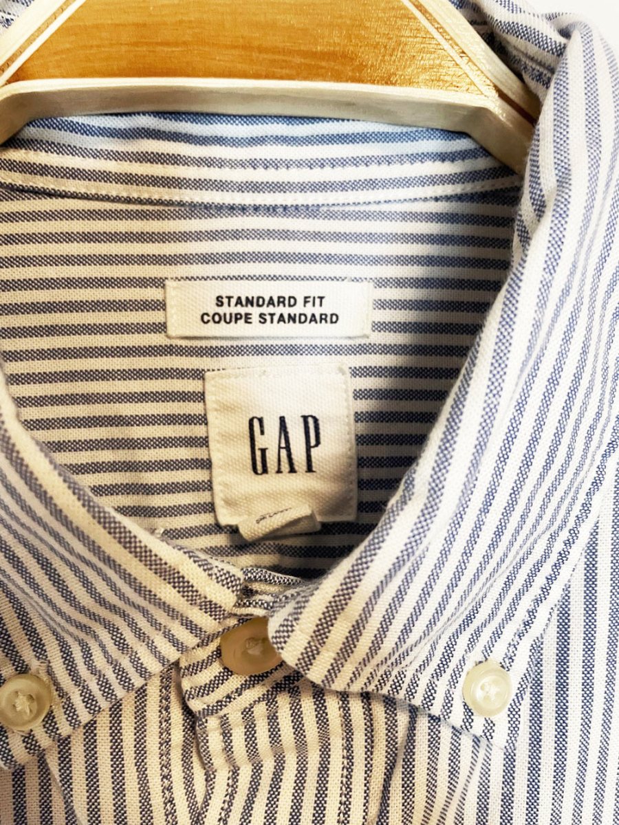 gap blue stripe boxy cropped sporty prep shirt | rework - good market thrift store
