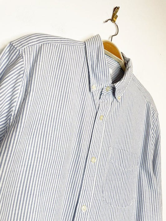 gap blue stripe boxy cropped sporty prep shirt | rework - good market thrift store