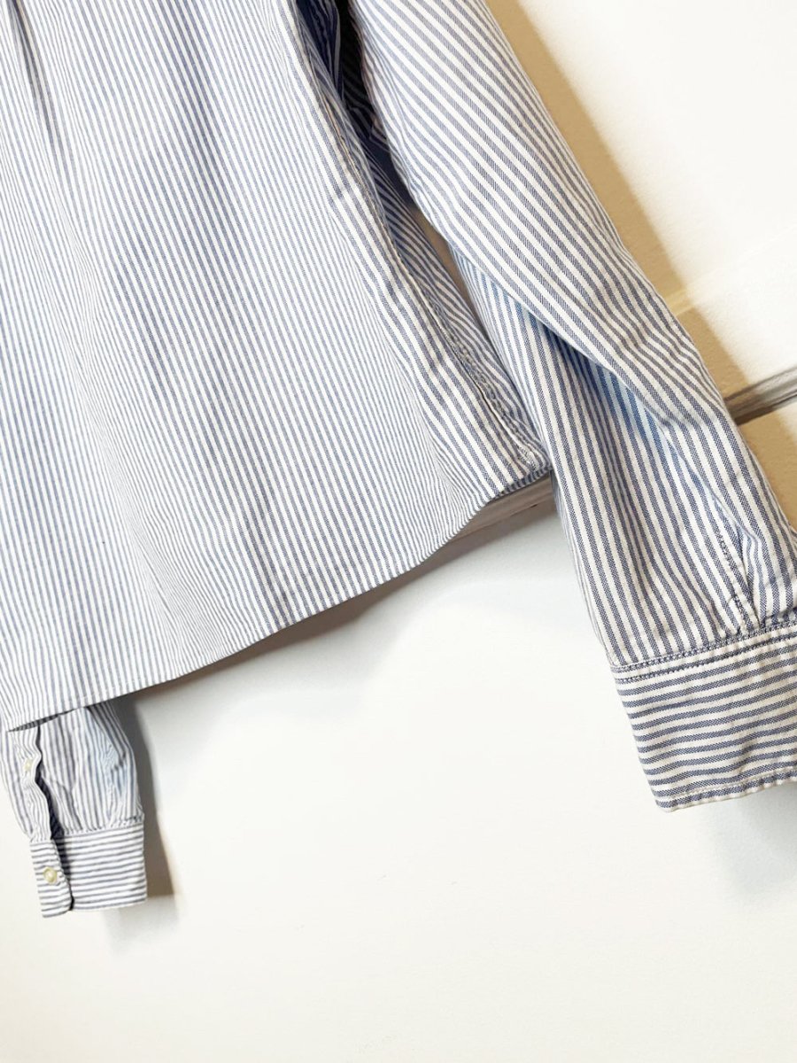 gap blue stripe boxy cropped sporty prep shirt | rework - good market thrift store