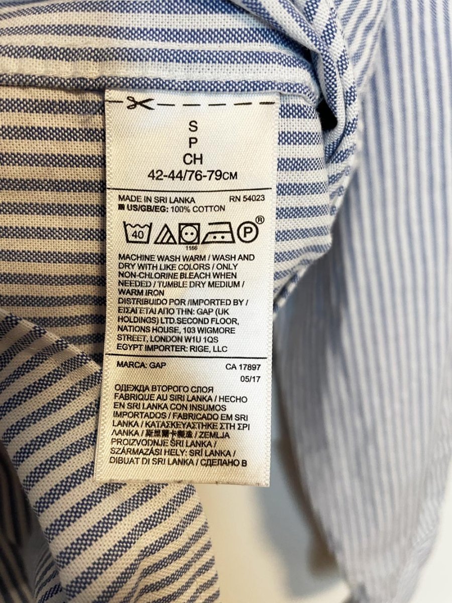 gap blue stripe boxy cropped sporty prep shirt | rework - good market thrift store