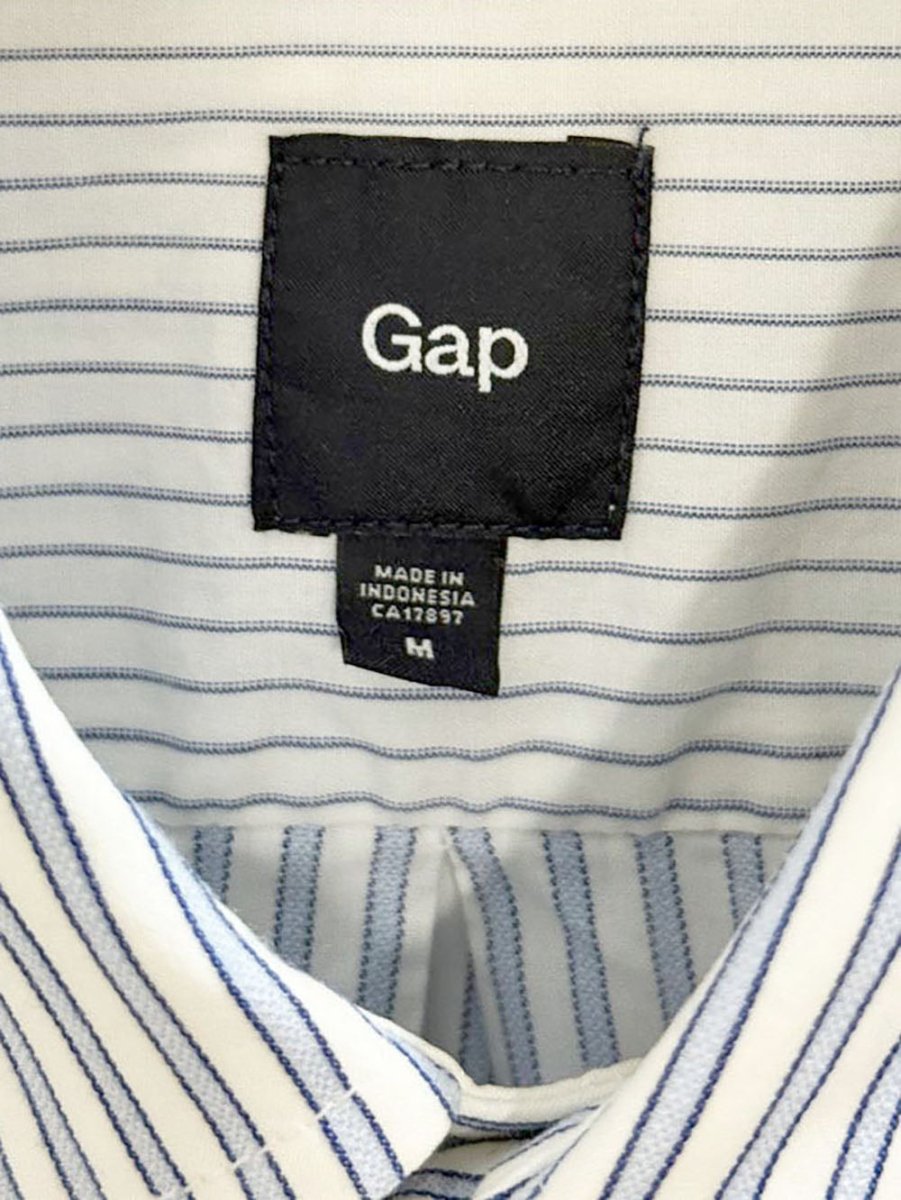 gap blue stripe full button shirt - good market thrift store