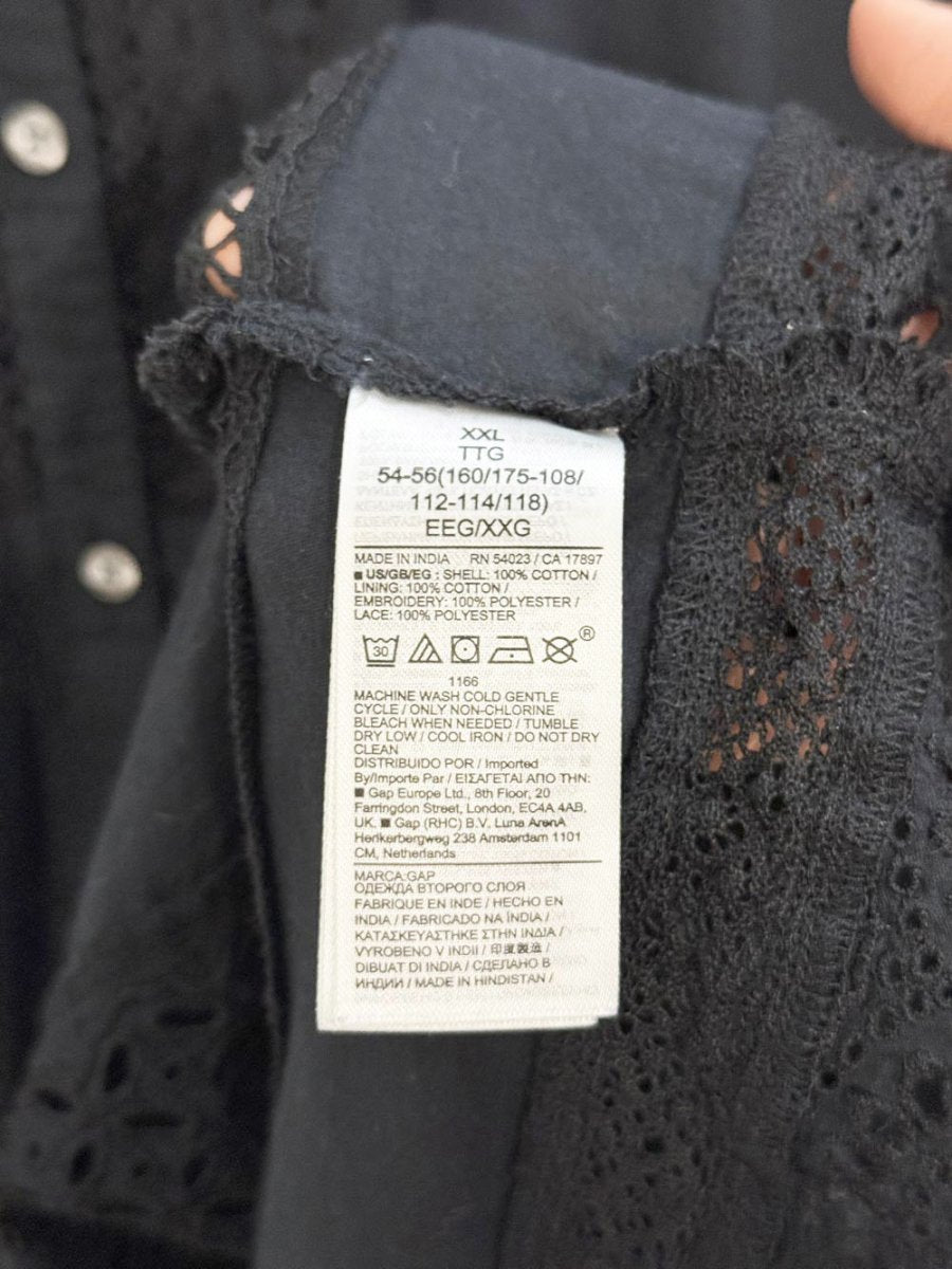 gap boho full button eyelet lace tiered midi dress - good market thrift store